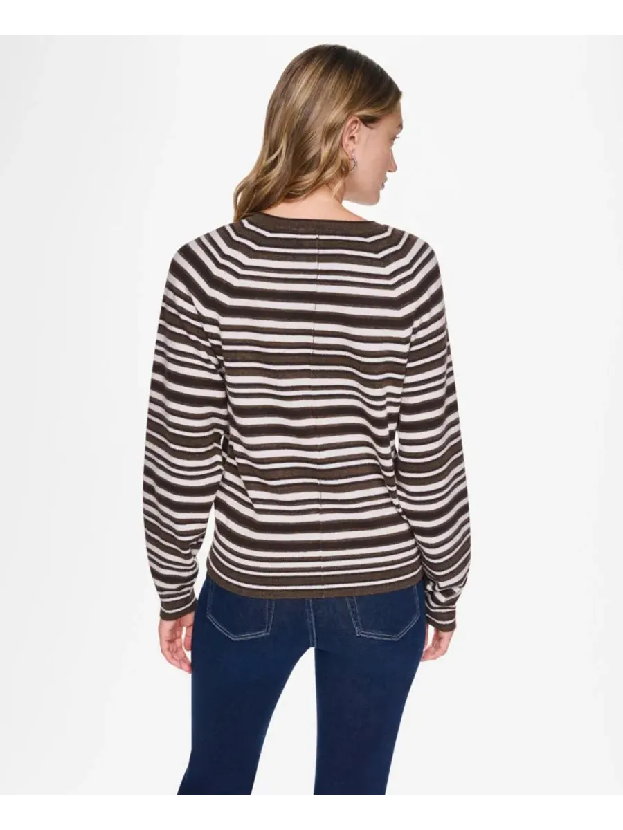 Свитер с полосатым принтом, реглан и воротником-поло DKNY Jeans, Caramel Heather Combo — изображение 5 из 5