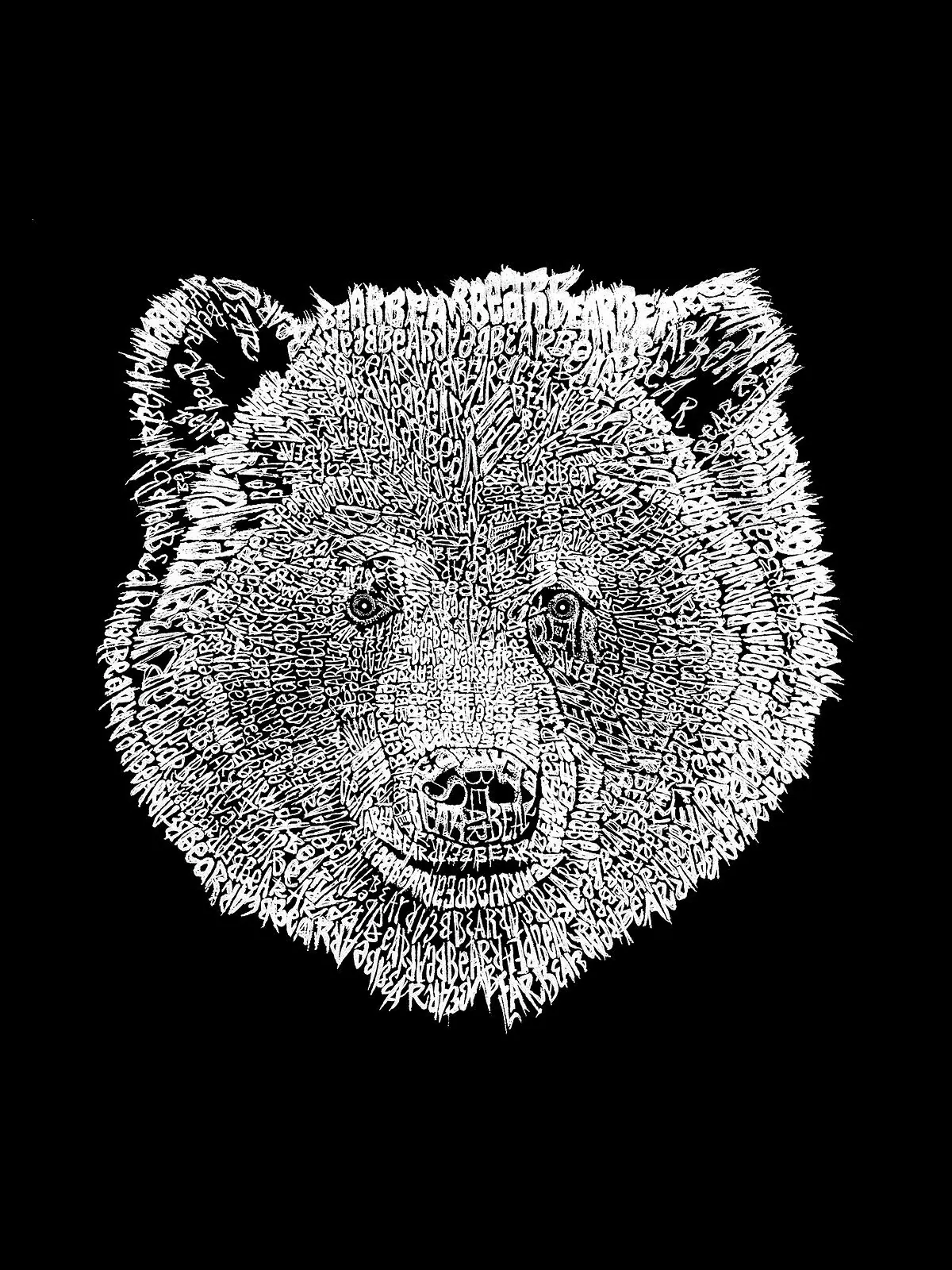 Мужская толстовка с капюшоном word art bear face LA Pop Art — изображение 3 из 3, черный