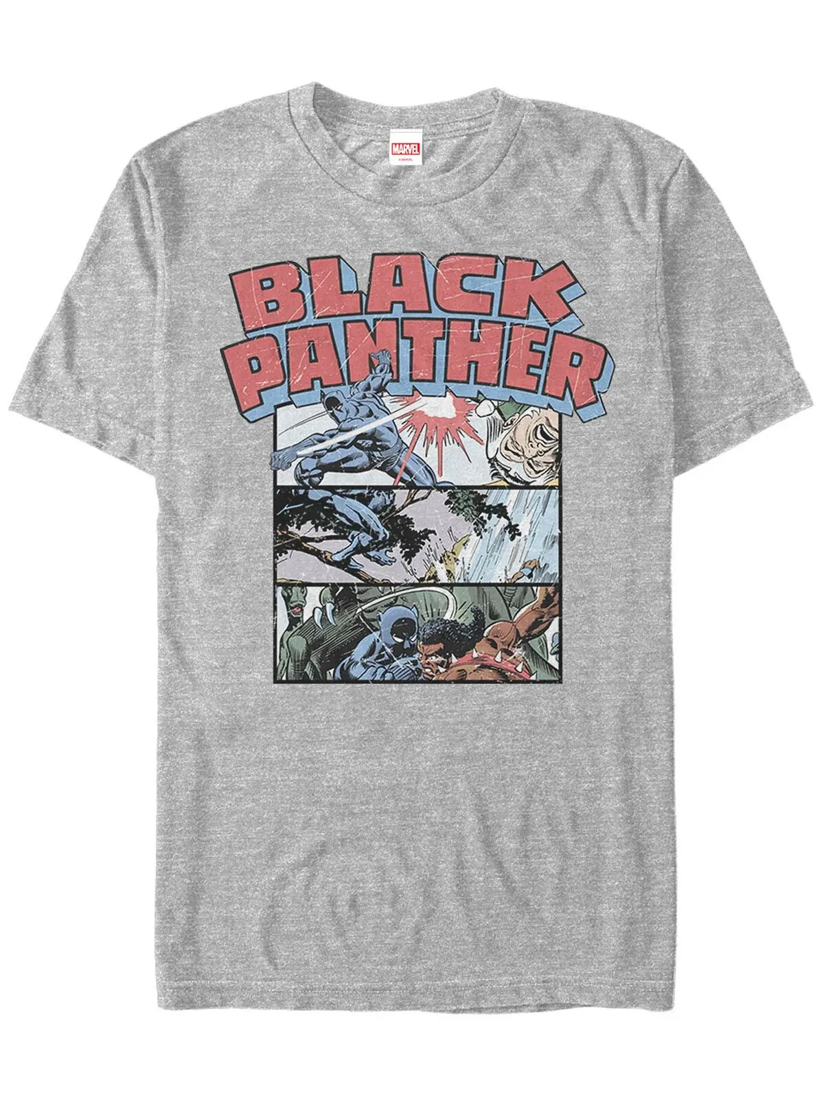 Мужская футболка с коротким рукавом marvel black panther collage Fifth Sun — изображение 1 из 1, серый