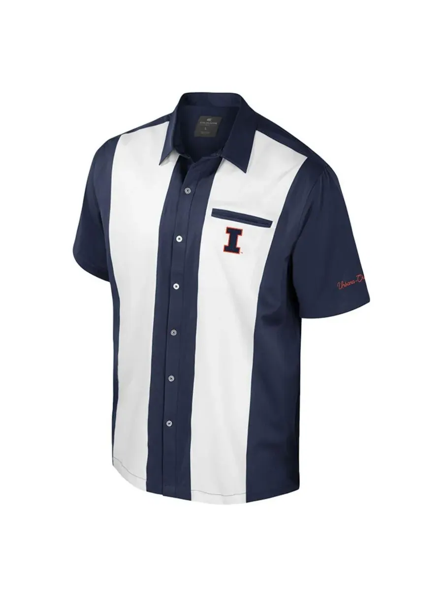 Colosseum Мужская темно-синяя рубашка для боулинга с символикой команды Illinois Fighting Illini — изображение 3 из 3