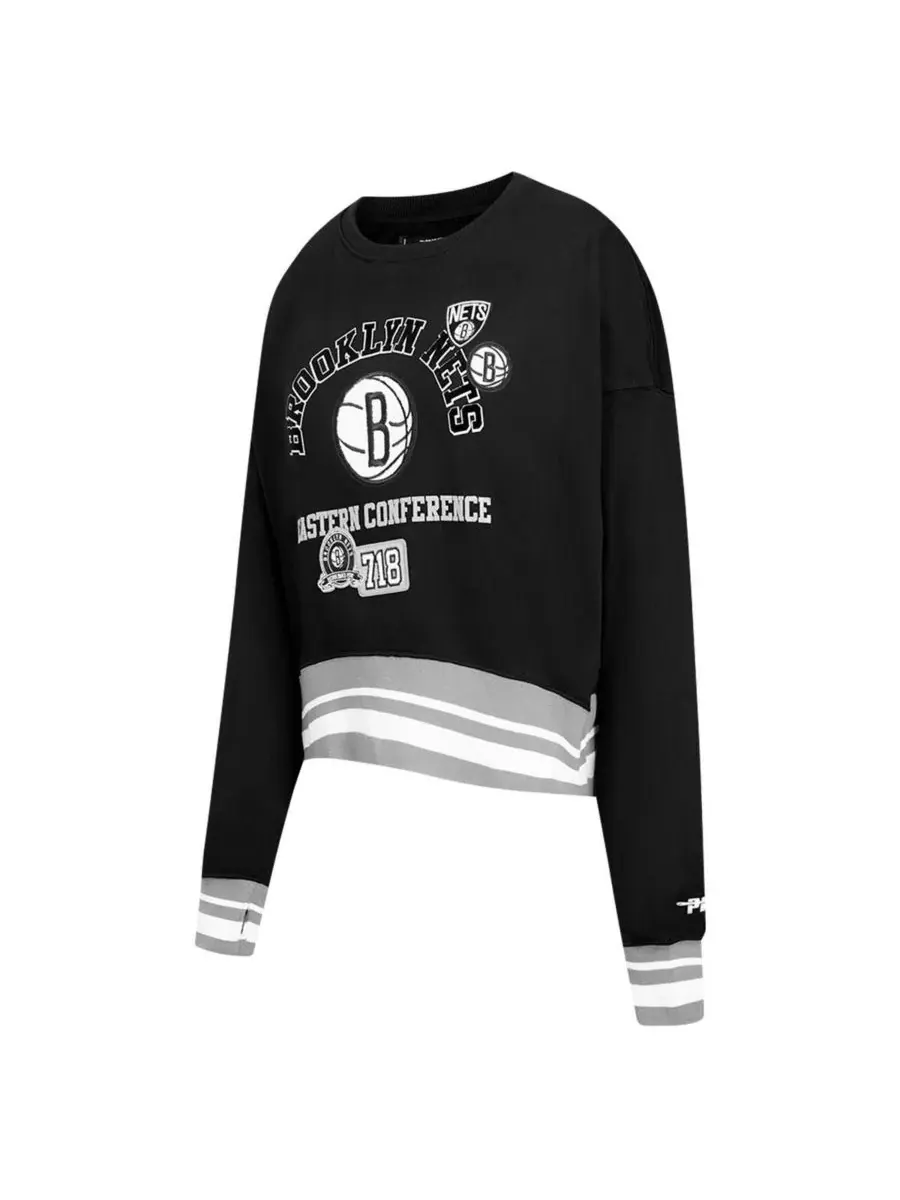 Pro Standard Женская черная укороченная толстовка Brooklyn Nets Area Code — изображение 2 из 3, черный
