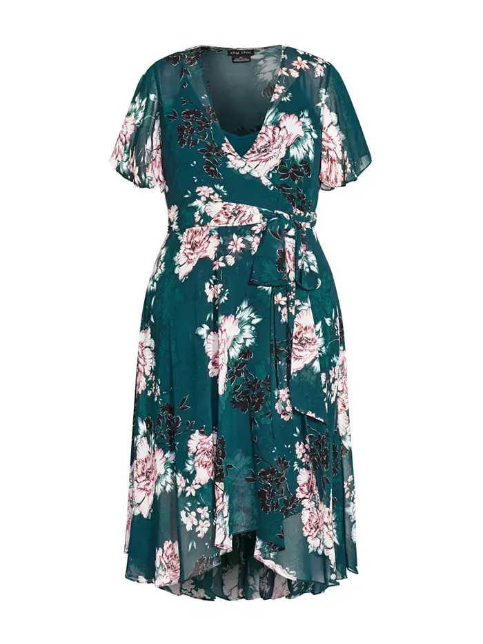 Платье с коротким рукавом Blossom больших размеров CITY CHIC — изображение 3 из 3