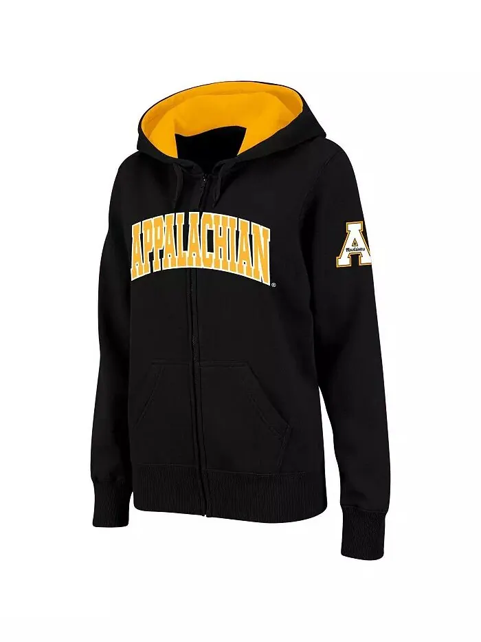 Женская спортивная спортивная черная толстовка с капюшоном и молнией Appalachian State Mountaineers — изображение 1 из 3