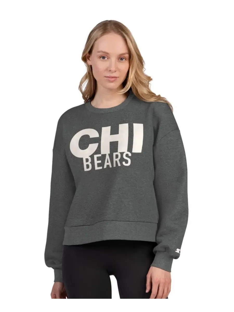 Свитшот с капюшоном и флисовой подкладкой, кроп, Chicago Bears Show Up Starter — изображение 1 из 2, серый