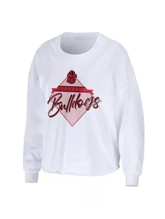 Белая укороченная футболка с длинными рукавами и бриллиантами Georgia Bulldogs Wear By Erin Andrews — изображение 3 из 3