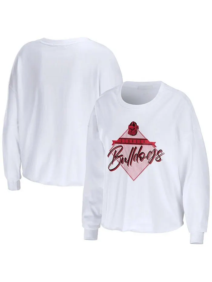 Белая укороченная футболка с длинными рукавами и бриллиантами Georgia Bulldogs WEAR by Erin Andrews