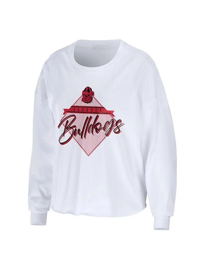 Белая укороченная футболка с длинными рукавами и бриллиантами Georgia Bulldogs WEAR by Erin Andrews — изображение 3 из 3