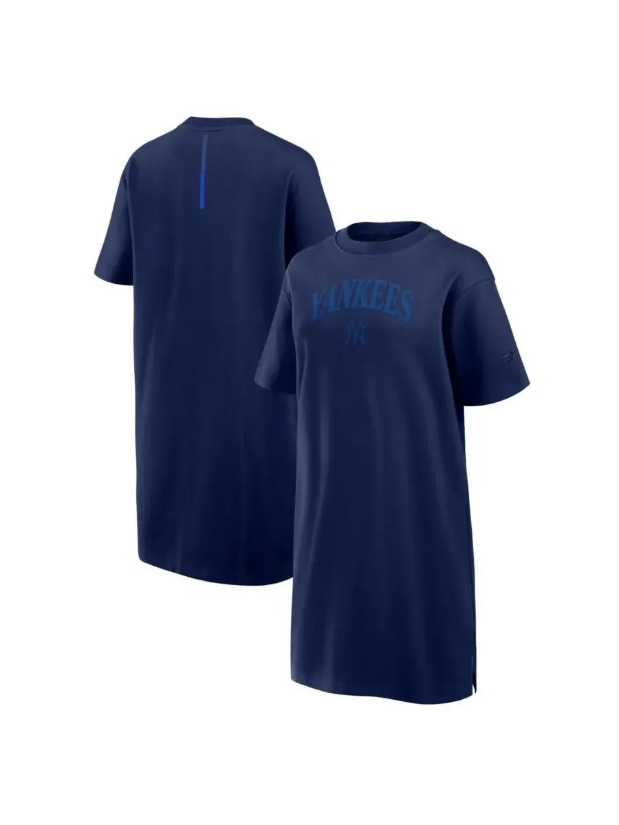 Fanatics Женское хлопковое платье темно-синего цвета с символикой команды New York Yankees — изображение 1 из 3, темно-синий