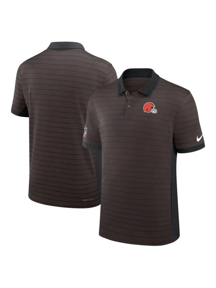 Nike Мужская коричневая поло-рубашка Cleveland Browns Sideline Victory Stripe Performance — изображение 1 из 3, коричневый