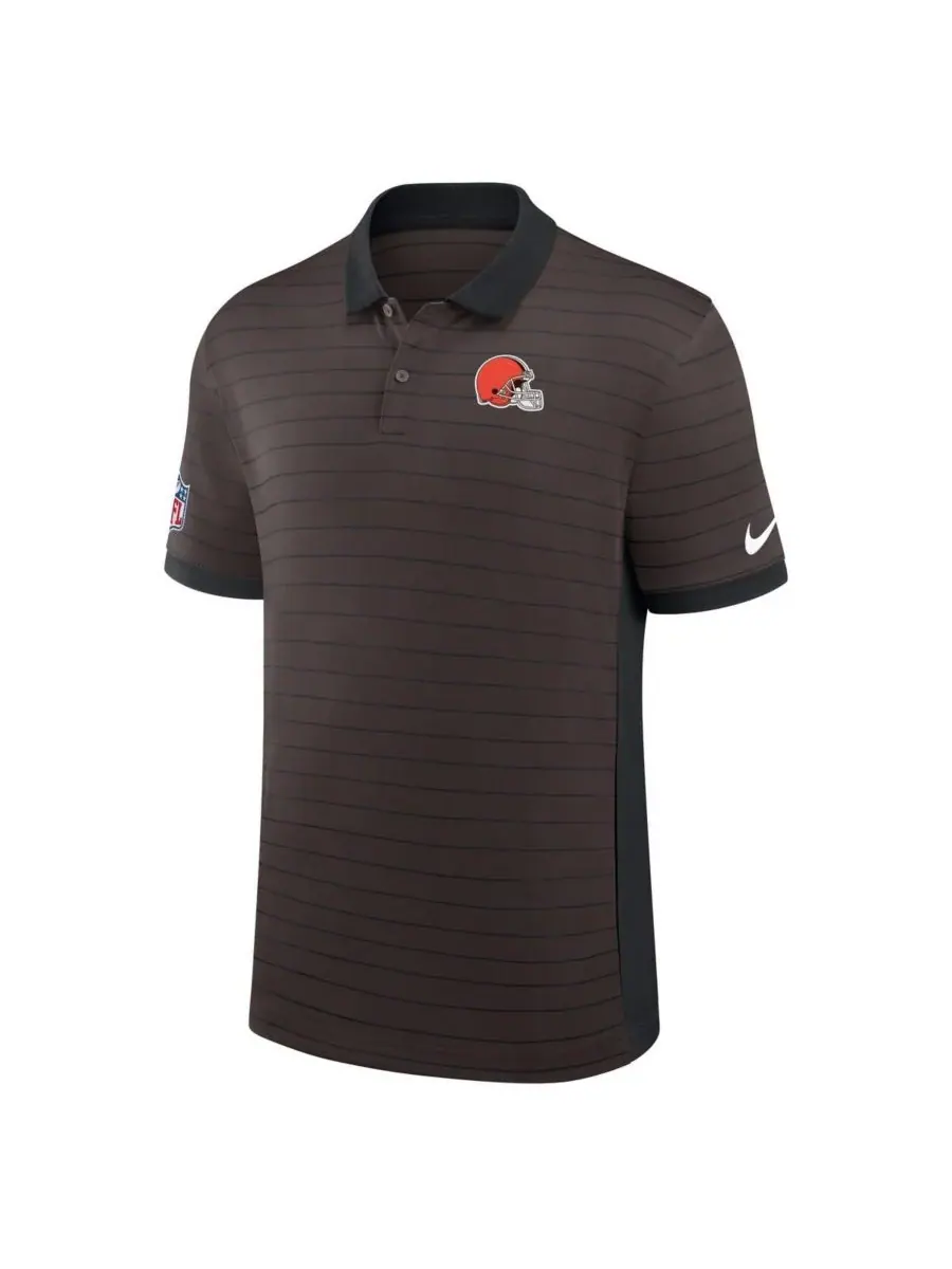 Nike Мужская коричневая поло-рубашка Cleveland Browns Sideline Victory Stripe Performance — изображение 2 из 3, коричневый