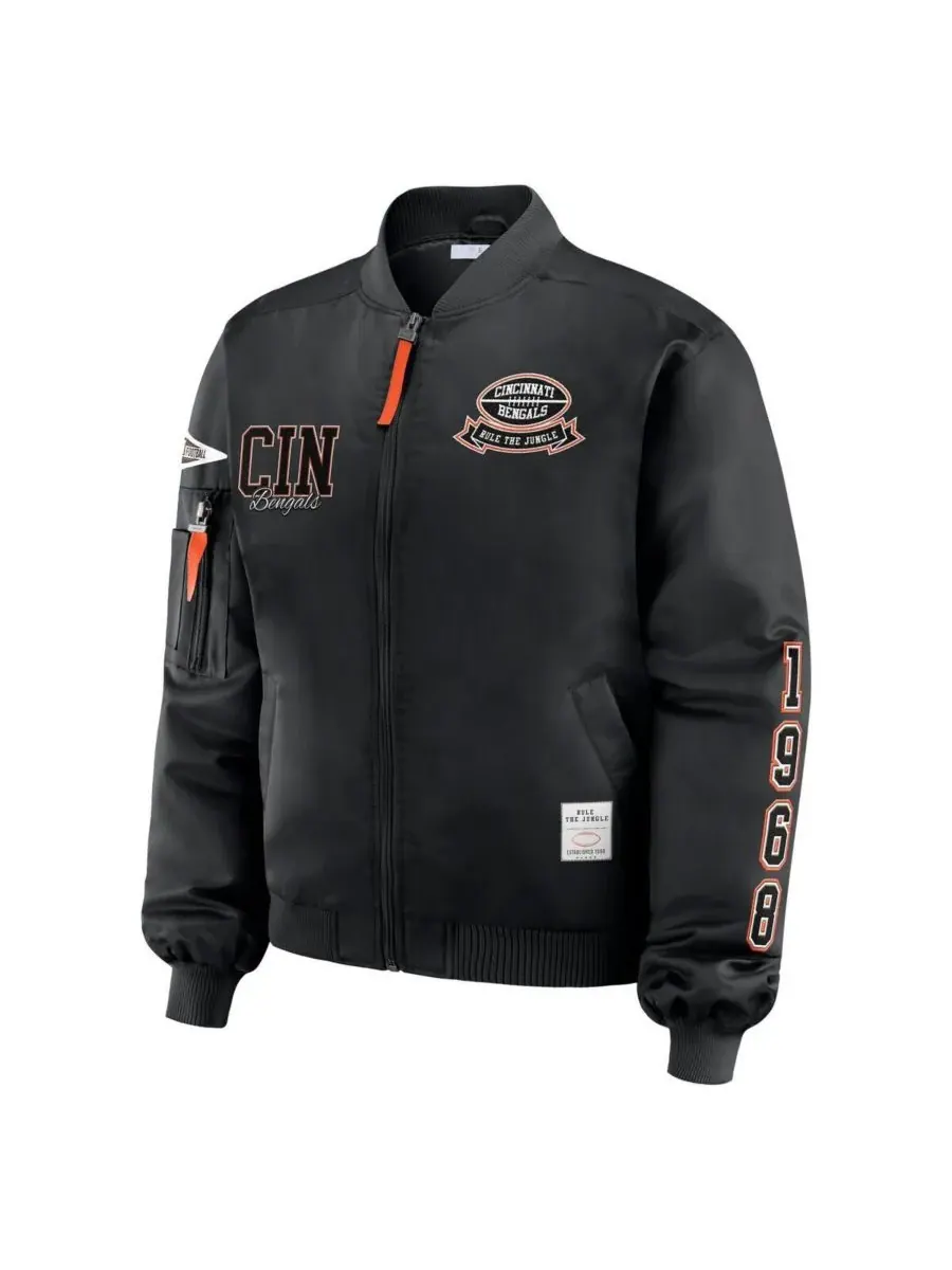WEAR by Erin Andrews Женская черная куртка-бомбер на молнии с нашивкой Cincinnati Bengals — изображение 2 из 3, черный