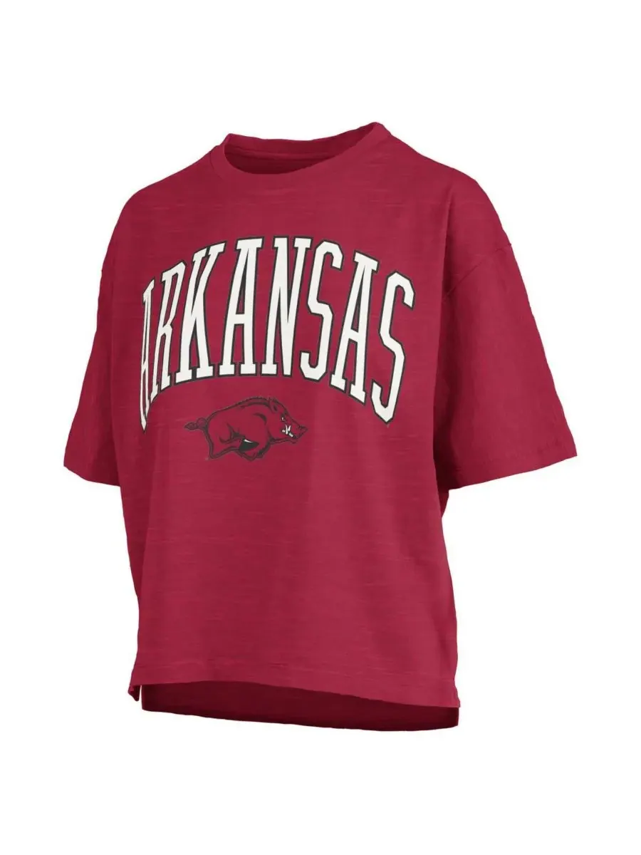 Женская футболка Cardinal Arkansas Razorbacks Nelson Arch Over Logo Waist Length Oversized Slub — изображение 3 из 3, красный