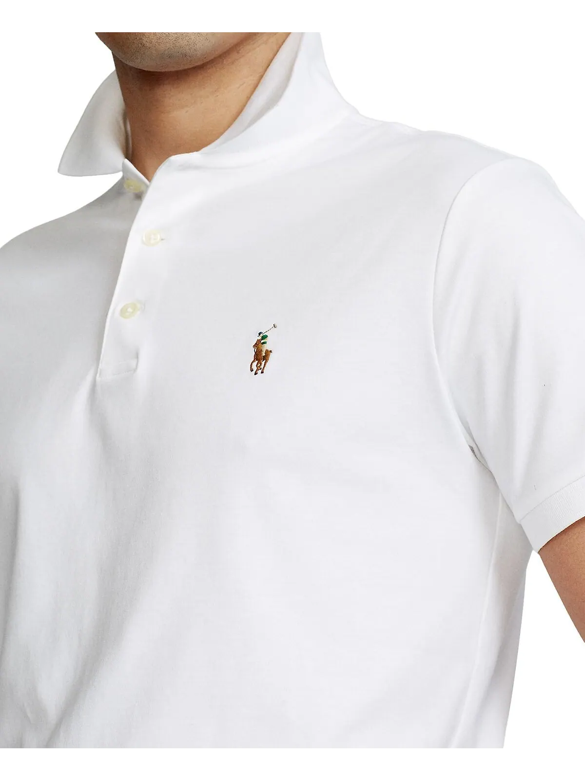 Мужская рубашка-поло из мягкого хлопка приталенного кроя Polo Ralph Lauren — изображение 2 из 5, белый