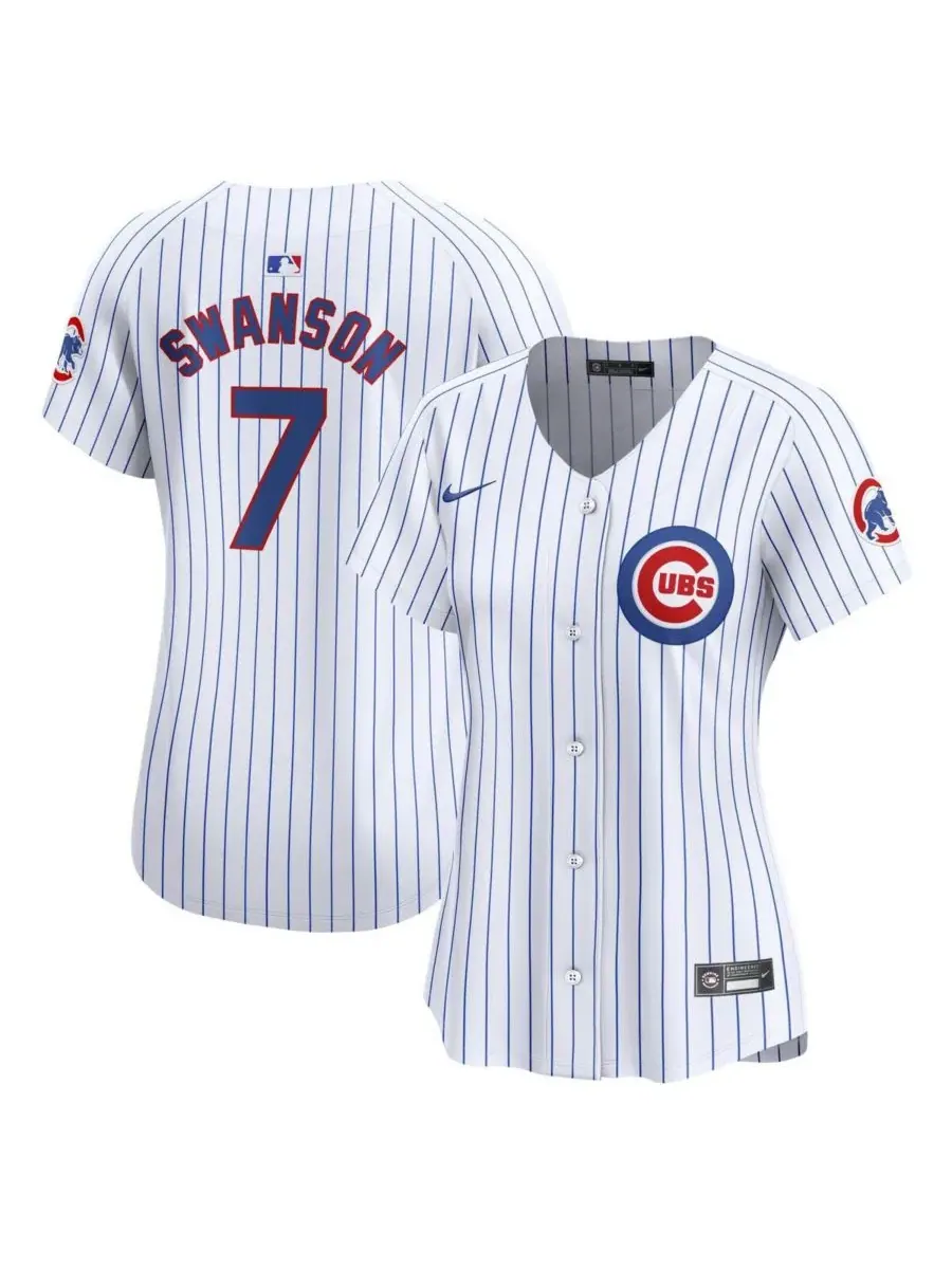 Nike Женская белая домашняя футболка Dansby Swanson Chicago Cubs, ограниченная серия — изображение 1 из 3, белый