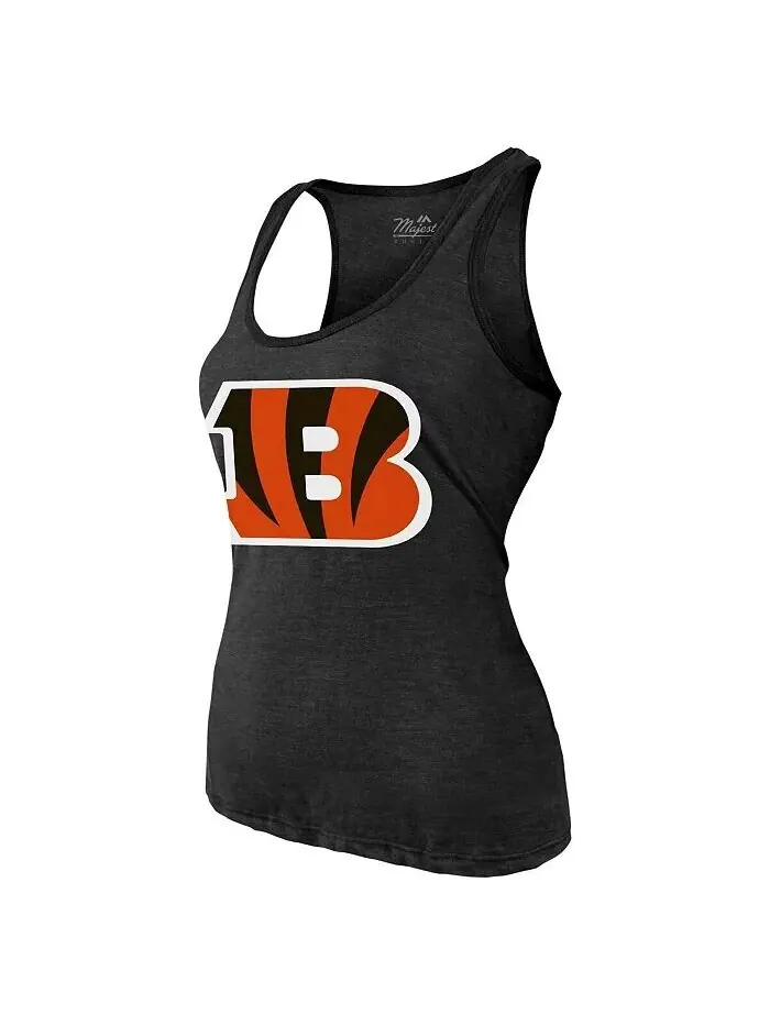 Женская майка-топ Joe Burrow Black Cincinnati Bengals с именем и номером Tri-Blend Majestic — изображение 2 из 3
