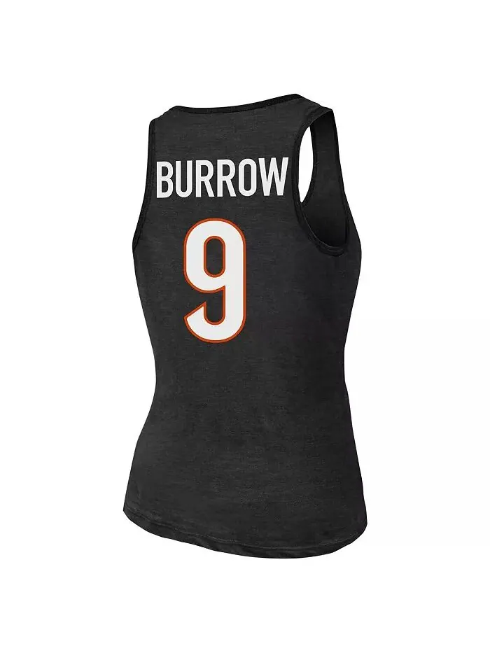 Женская майка-топ Joe Burrow Black Cincinnati Bengals с именем и номером Tri-Blend Majestic — изображение 3 из 3