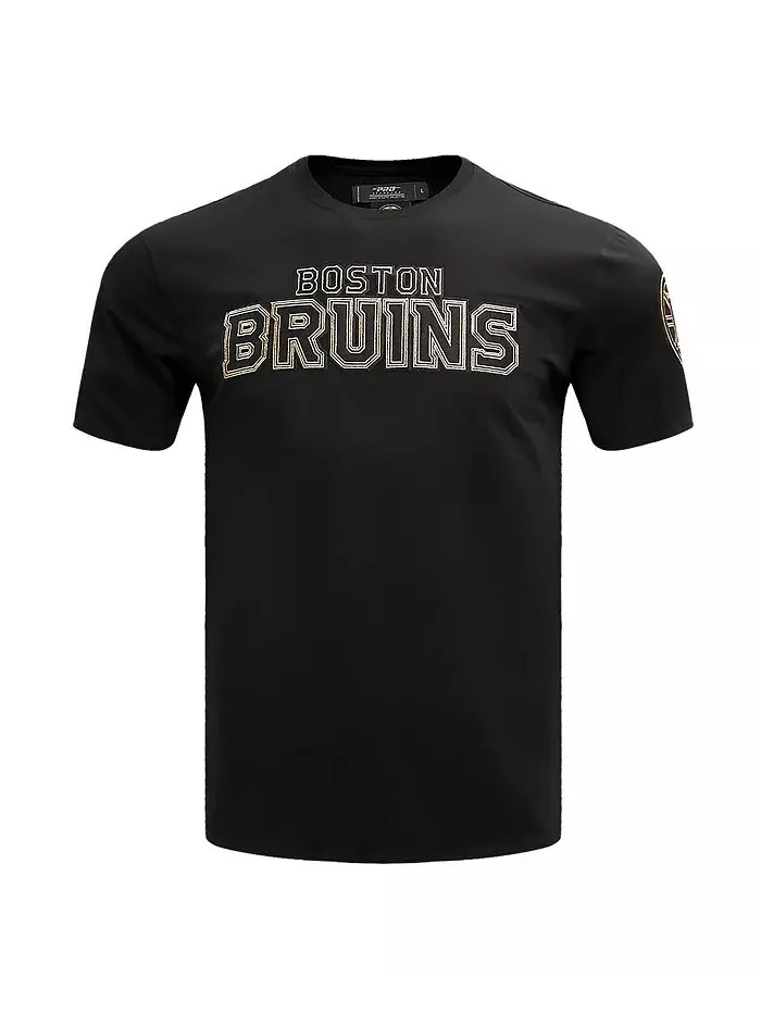 Мужская черная футболка с надписью Boston Bruins Pro Standard — изображение 3 из 4