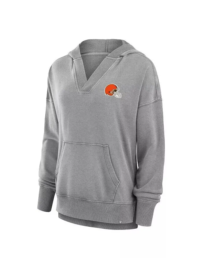 Женская толстовка с капюшоном цвета «серый» Cleveland Browns Initiative Snow Wash French Terry с — изображение 2 из 3