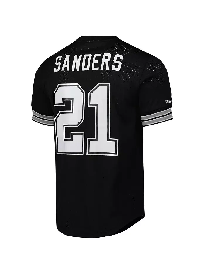 Мужская футболка с сетчатыми вставками Deion Sanders, черная, с именем и номером игрока Dallas — изображение 2 из 3