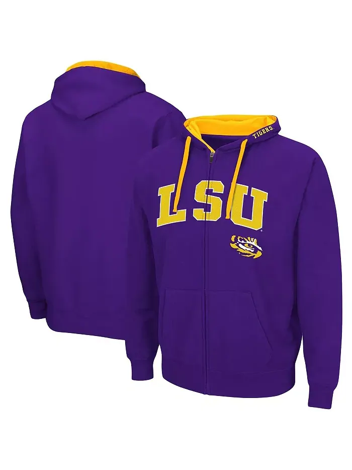 Мужская фиолетовая толстовка с молнией LSU Tigers больших размеров Colosseum — изображение 1 из 3
