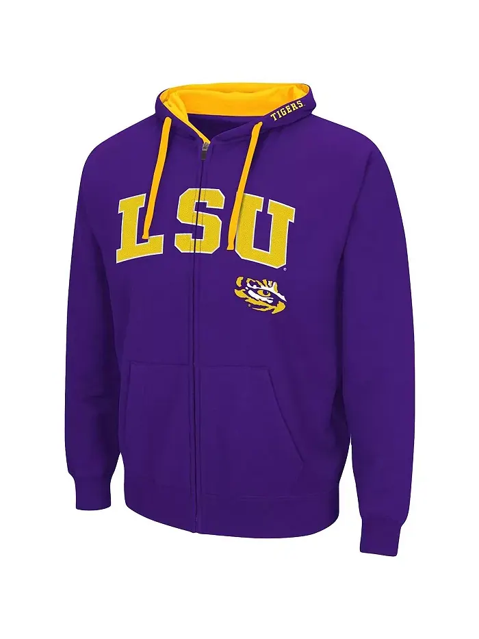 Мужская фиолетовая толстовка с молнией LSU Tigers больших размеров Colosseum — изображение 2 из 3