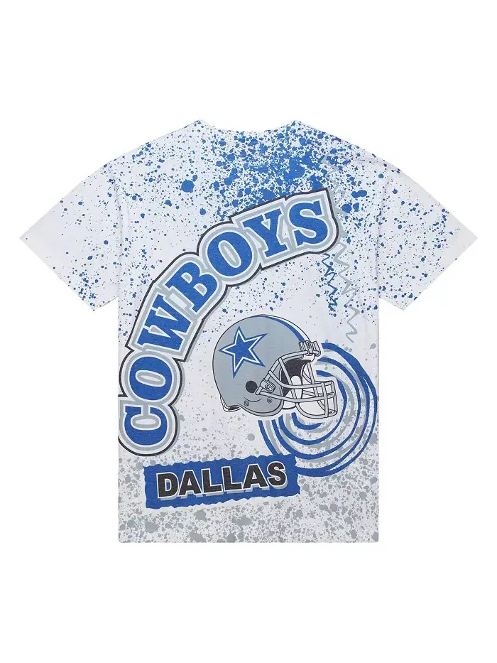 Мужская белая футболка Dallas Cowboys Team Burst с сублимационным принтом Mitchell & Ness — изображение 3 из 4