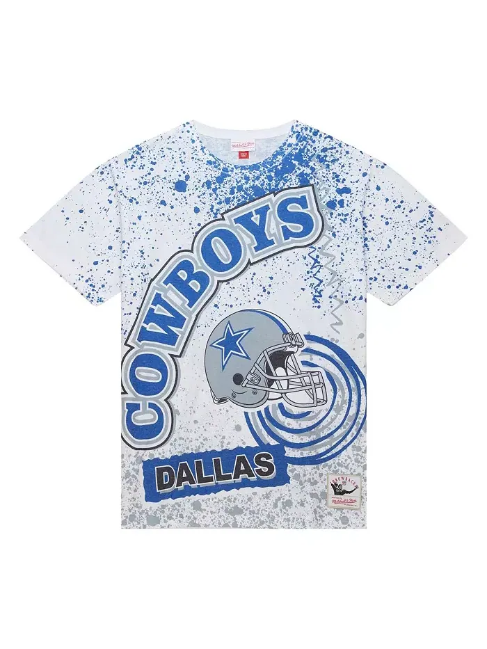 Мужская белая футболка Dallas Cowboys Team Burst с сублимационным принтом Mitchell & Ness — изображение 4 из 4