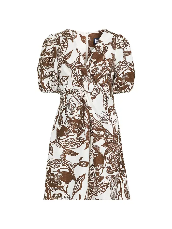 Женское льняное платье выше колена с рукавами-фонариками Lands' End — изображение 3 из 3