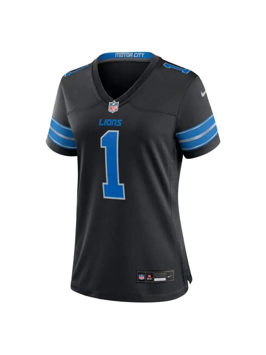 Nike Женская черная футболка Jameson Williams Detroit Lions, запасной игрок на 2-й игре — изображение 2 из 3, черный