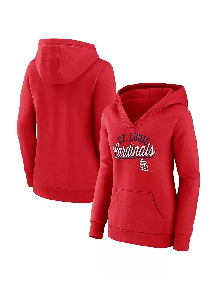 Женский красный пуловер с капюшоном St. Louis Cardinals Simplicity Crossover с v-образным вырезом