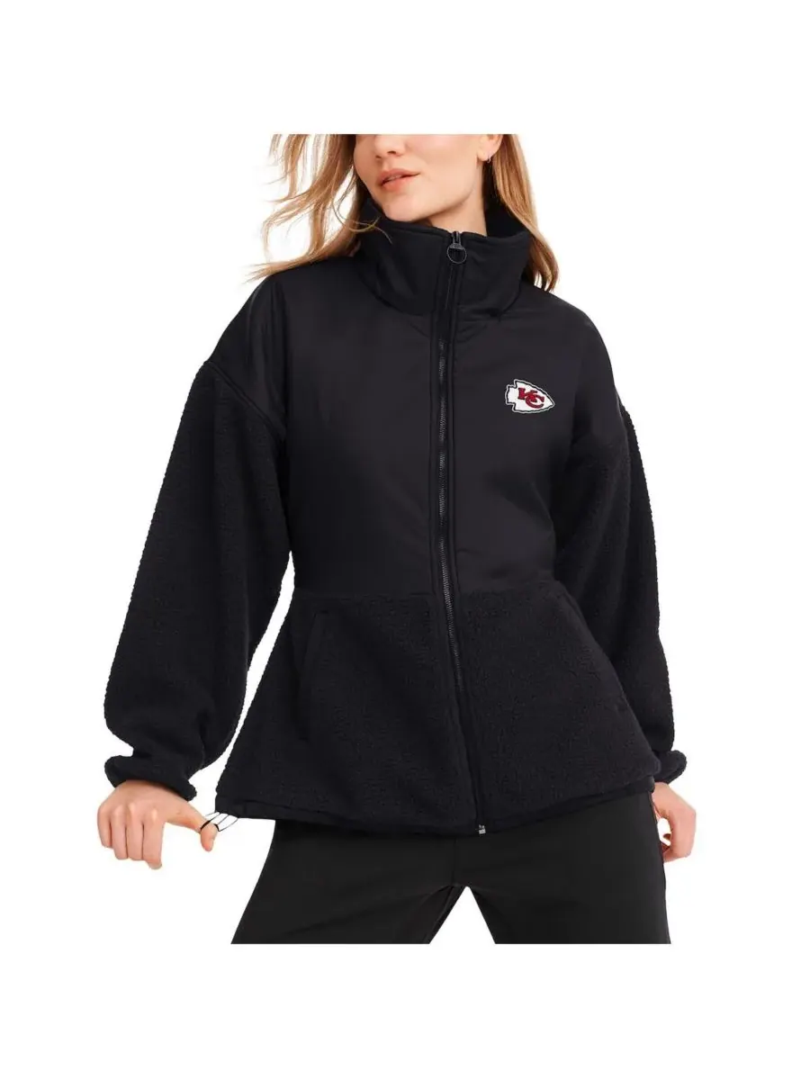 DKNY Женская черная куртка на молнии Kansas City Chiefs Drew из комбинированной ткани — изображение 1 из 3, черный