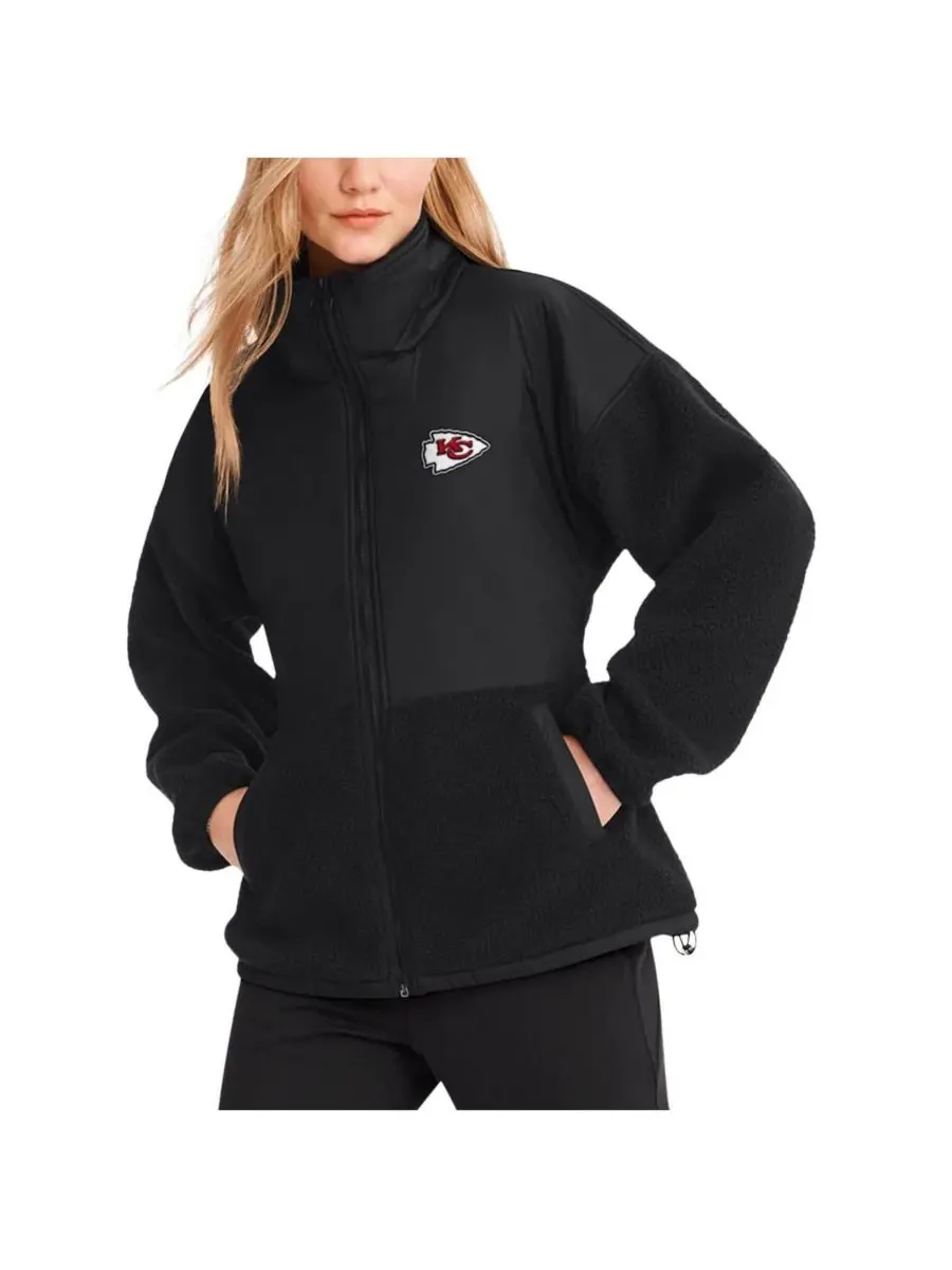 DKNY Женская черная куртка на молнии Kansas City Chiefs Drew из комбинированной ткани — изображение 3 из 3, черный