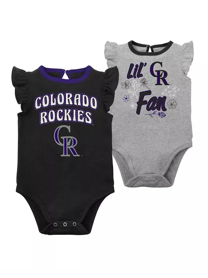 Комплект из двух боди для маленьких девочек, черный, серо-лиловый, Colorado Rockies Little Fan — изображение 1 из 4
