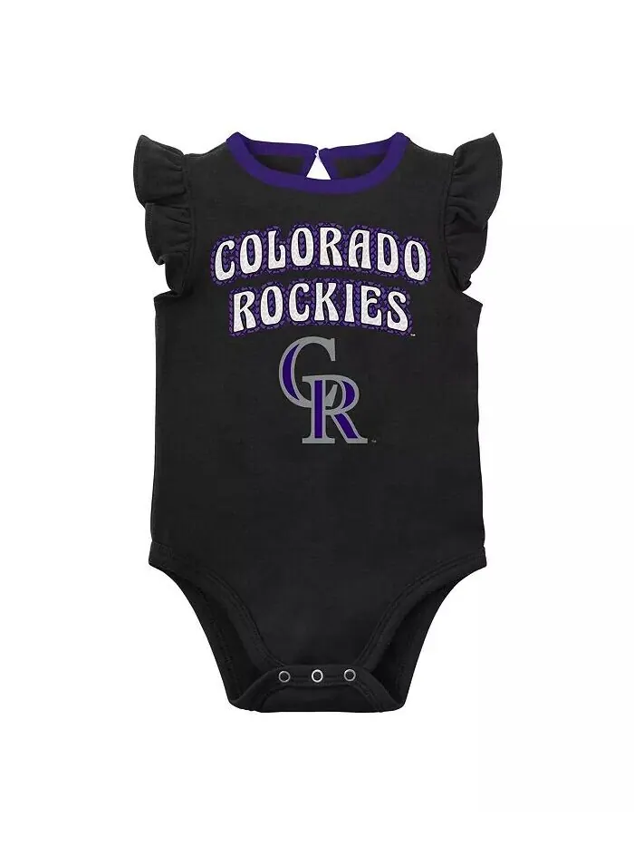 Комплект из двух боди для маленьких девочек, черный, серо-лиловый, Colorado Rockies Little Fan — изображение 2 из 4