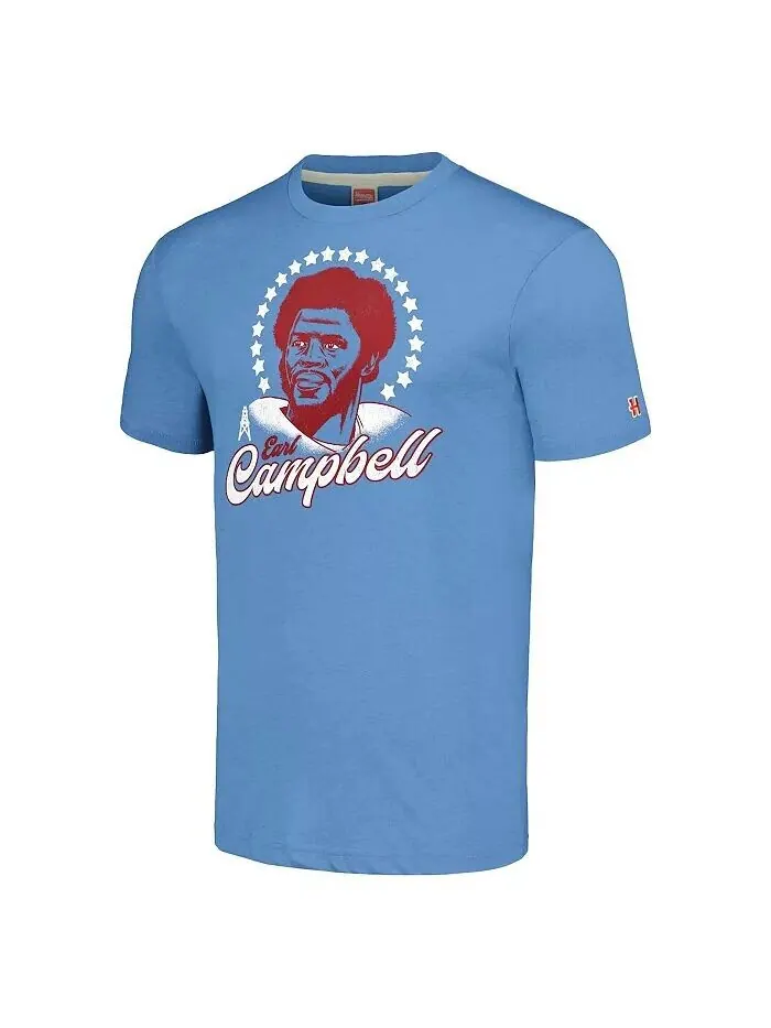 Мужская футболка Earl Campbell Heathered Light Blue Houston Oilers Caricature Retired Player — изображение 2 из 3