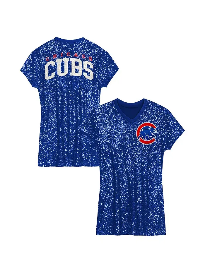 Детское платье для девочек дошкольного возраста Royal Chicago Cubs с пайетками и V-образным вырезом