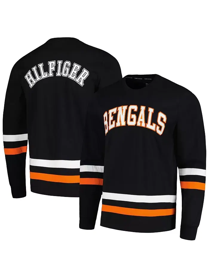 Мужская черно-оранжевая футболка с длинным рукавом Nolan Cincinnati Bengals Tommy Hilfiger — изображение 1 из 3