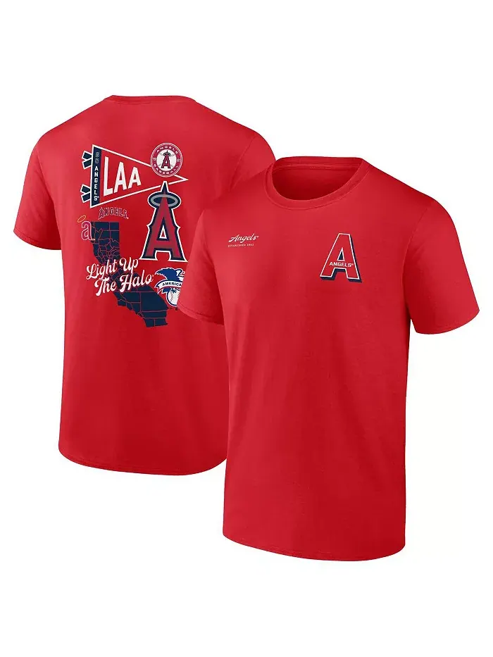 Мужская футболка Los Angeles Angels Split Zone красного цвета Fanatics — изображение 1 из 3
