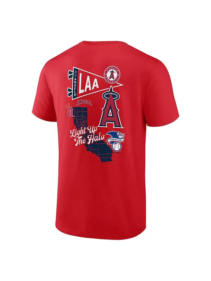Мужская футболка Los Angeles Angels Split Zone красного цвета Fanatics — изображение 2 из 3