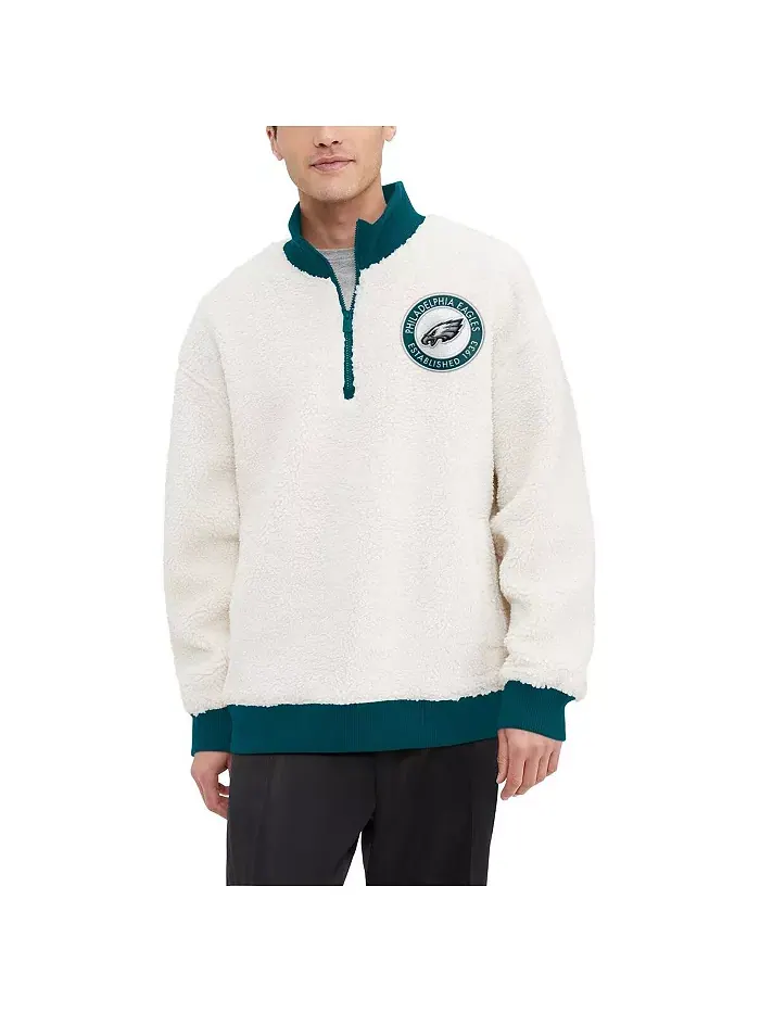 Мужская кремовая толстовка Philadelphia Eagles Jordan Sherpa с молнией на четверть Tommy Hilfiger — изображение 1 из 3