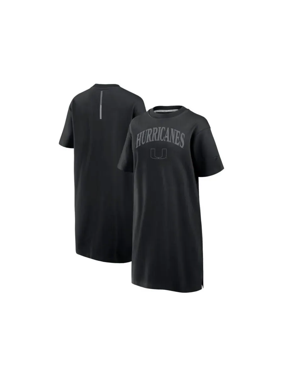 Fanatics Женское черное платье-футболка Miami Hurricanes Elements Go Tri-Blend — изображение 1 из 3, черный