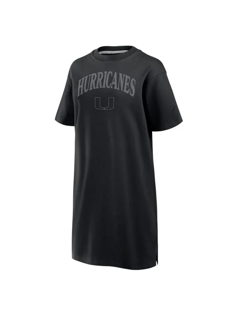 Fanatics Женское черное платье-футболка Miami Hurricanes Elements Go Tri-Blend — изображение 2 из 3, черный