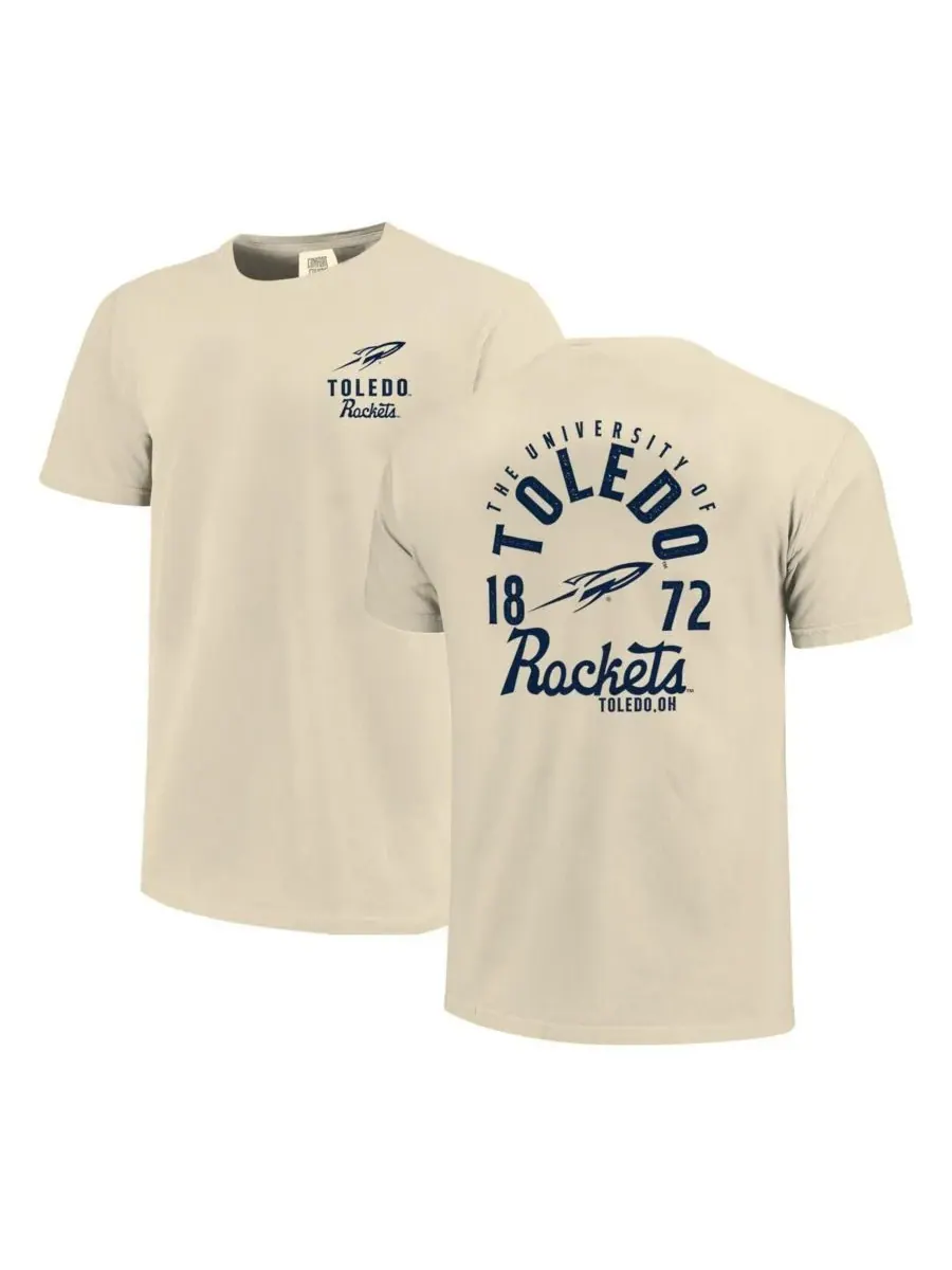 Image One Мужская кремовая футболка Toledo Rockets Comfort Colors с изображением талисмана команды — изображение 1 из 3
