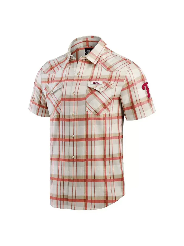 Мужская красная рубашка Philadelphia Phillies в клетку на пуговицах Fanatics — изображение 2 из 4