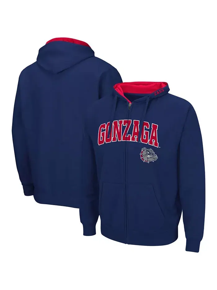 Мужская синяя толстовка с молнией Gonzaga Bulldogs Arch Logo 3.0 Colosseum — изображение 1 из 3