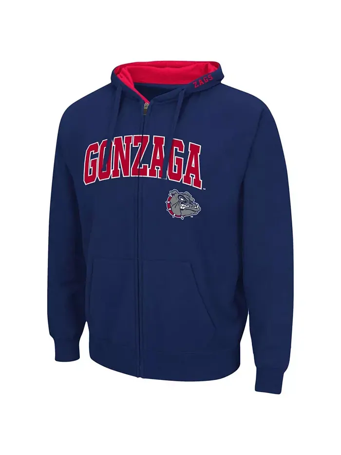 Мужская синяя толстовка с молнией Gonzaga Bulldogs Arch Logo 3.0 Colosseum — изображение 2 из 3