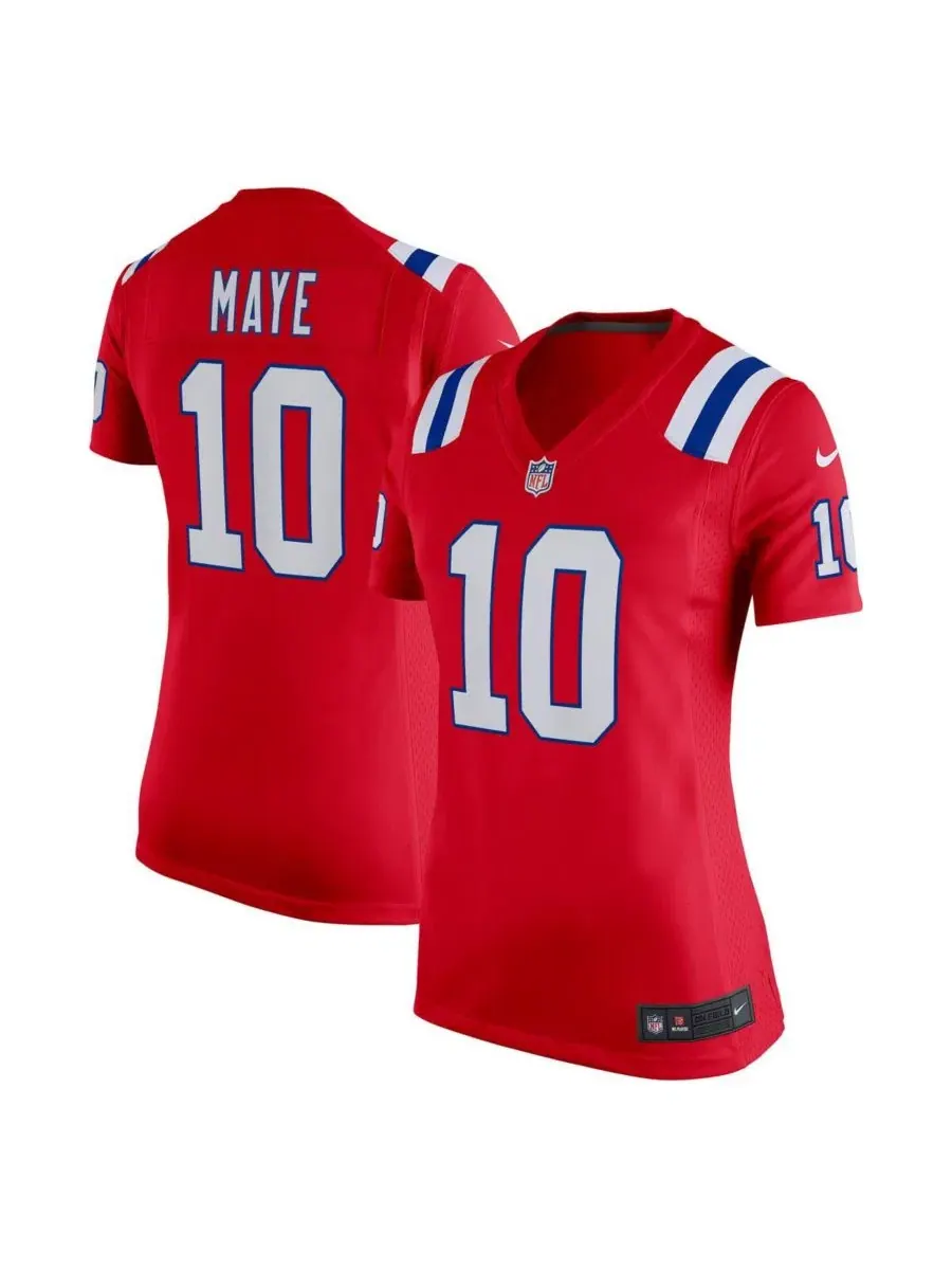 Женская альтернативная игровая футболка Drake Maye Red New England Patriots Nike — изображение 1 из 3, красный
