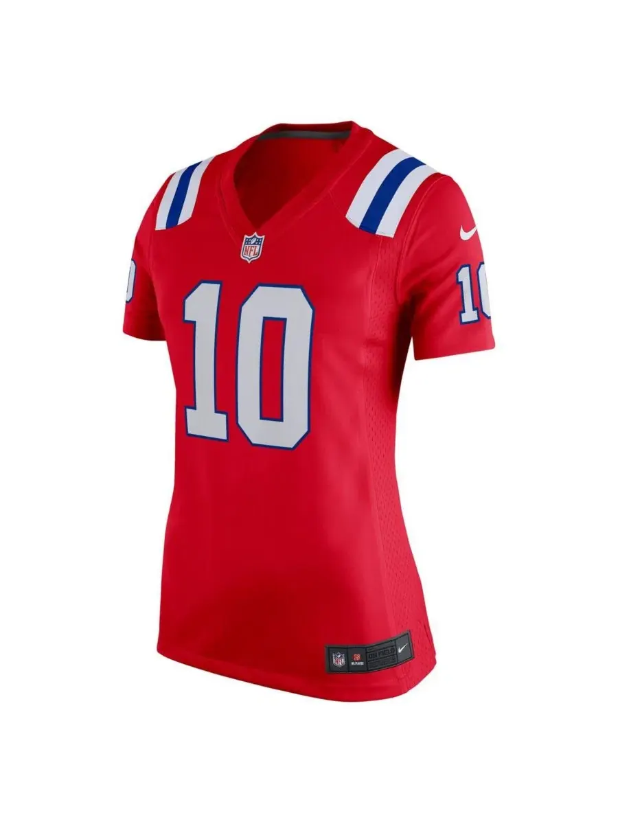 Женская альтернативная игровая футболка Drake Maye Red New England Patriots Nike — изображение 2 из 3, красный