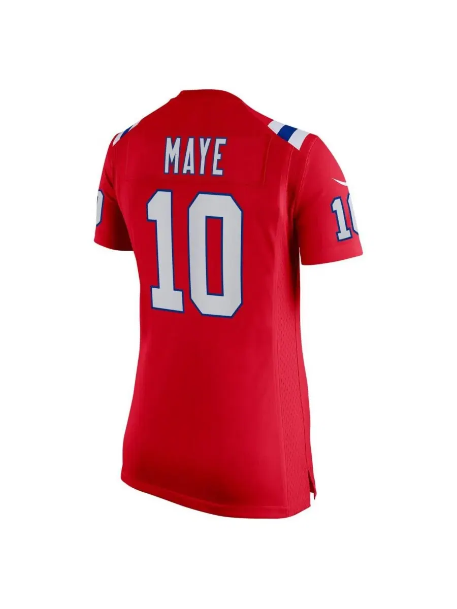 Женская альтернативная игровая футболка Drake Maye Red New England Patriots Nike — изображение 3 из 3, красный