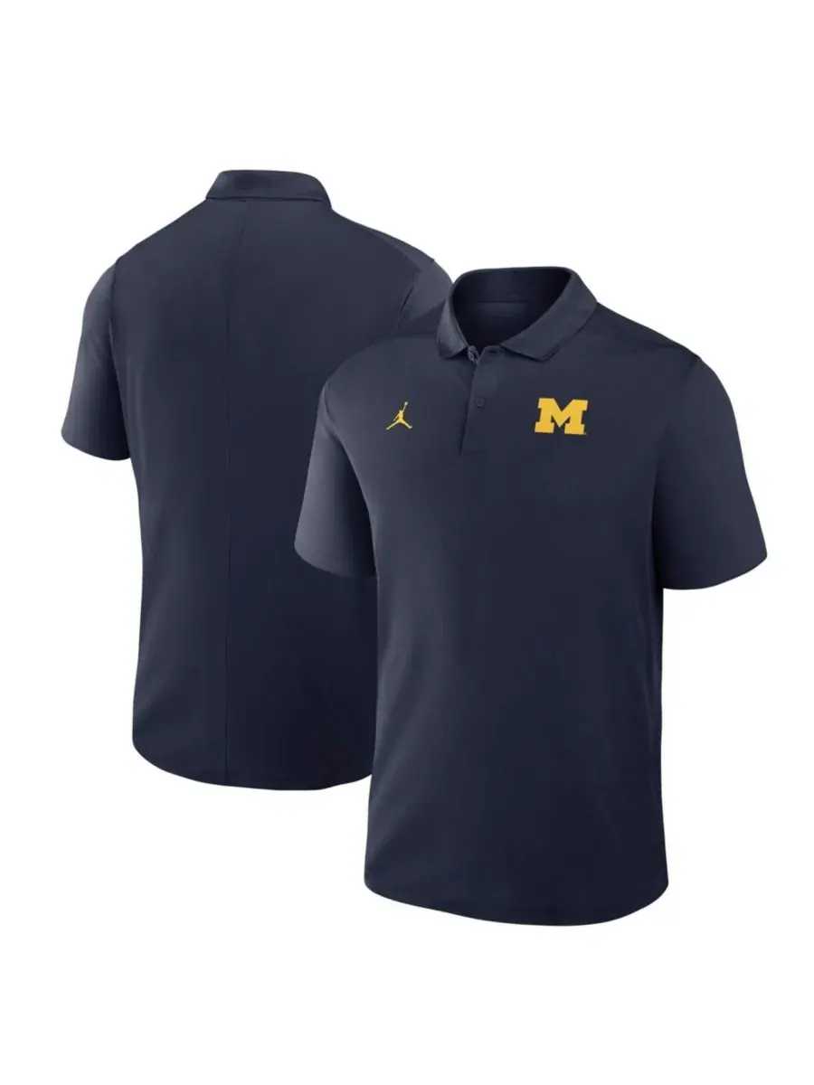 Поло с коротким рукавом, с логотипом команды, Michigan Wolverines Jordan — изображение 1 из 3, темно-синий
